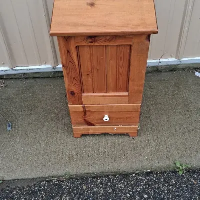 Sale Photo Thumbnail #200: Vintage Wooden Potato Bin w/ Drawer