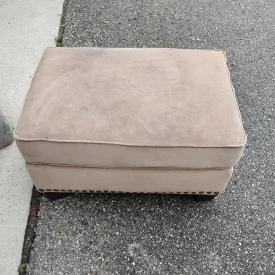 Beige Ottoman with Wooden Feet