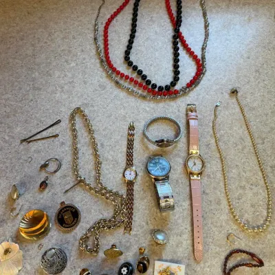 Assorted Costume Jewelry & Watches Lot - Timex, Anne Klein, Necklaces, Rings & Earrings - Lake Odessa Off-Site
