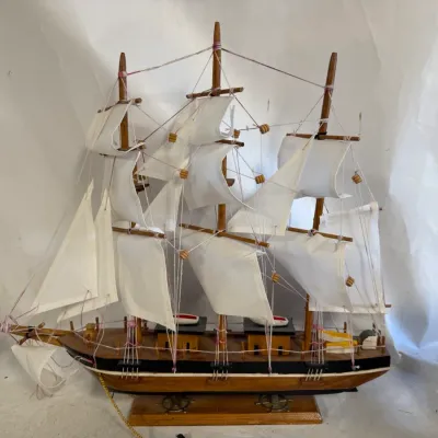 Vintage Handmade Wooden Ship Model
