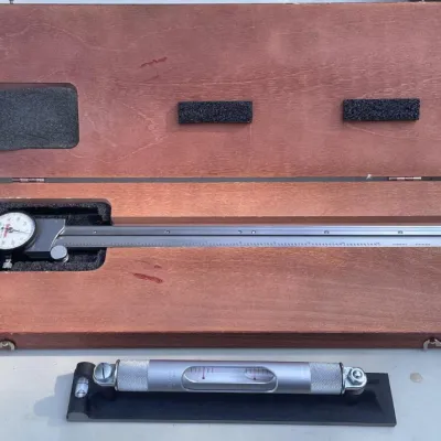 Starrett 12 Inch Dial Caliper No. 120 with Wooden Case and No. 98 Machinist Level Kit - Grand Rapids Off-Site