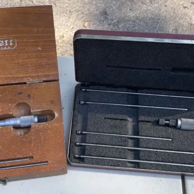 Two Starrett Depth Micrometer Sets with Wooden and Fitted Hard Cases - Grand Rapids Off-Site