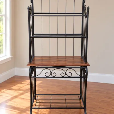 Iron Bakers Rack with Glass Shelves