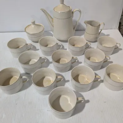 Gibson Housewares China 12 Cup Tea Set, Complete With Tea Pot, Sugar Dish, & Creamer Dish - Estate Sales Warehouse (GR)