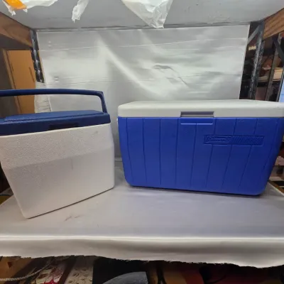 Sale Photo Thumbnail #134: Large Coleman Cooler and Small Coleman Lunch Pail