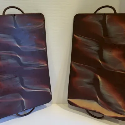 Sale Photo Thumbnail #217: Vintage MCM Silicone Brown Swirl Serving Trays