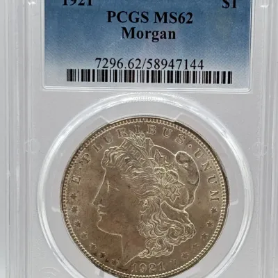 1921 - Morgan Silver Dollar - PCGS MS62 - Last Year of Philly Mint