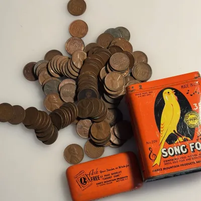 Sale Photo Thumbnail #57: Grandpa's Stash! Over 200 Unsearched Wheat Cents in Vintage Tin