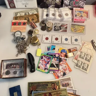 HUGE End of Estate Lot - Coins / Jewelry  / Cards / Replica Coins and More!
