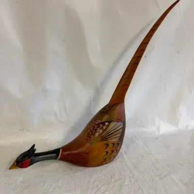Vintage Hand Carved/ Hand Painted Wooden Pheasant