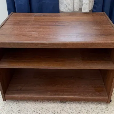 Wood Grain Rolling Storage Cabinet with Open Shelving & Caster Wheels - Lake Odessa Off-Site