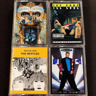 Vintage Cassette Tapes-4-Beatles Revolver, Michael Jackson Dangerous, Ice Cube & Vanilla Ice - Potterville