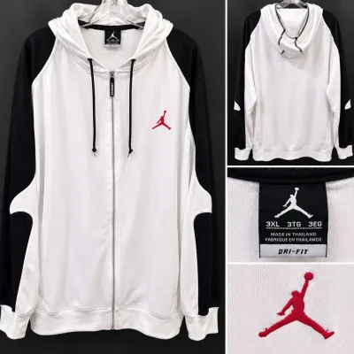 Nike Air Jordan Dri-FIT Men's 3XL White & Black Full Zip Hoodie Red Jumpman Logo - Like New - Potterville