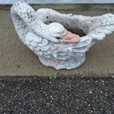 Sale Photo Thumbnail #199: Cement Goose Statue Planter Pot - Lawn Ornament