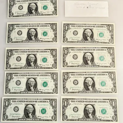 Sale Photo Thumbnail #66: 9 Crisp - UNC 1963 - Henry Fowler - Consecutive Sequence with 2 Star Notes in Middle