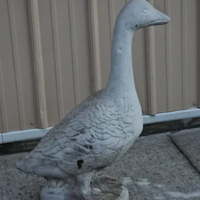 Cement Goose Lawn Ornament - Ready to Dress Up for the Holidays