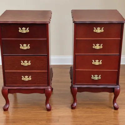Sale Photo Thumbnail #147: Pair of Queen Anne Style Wood Filing Cabinets