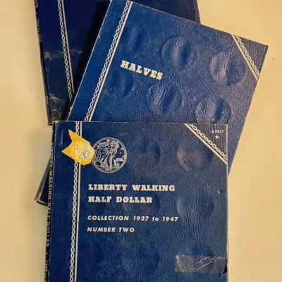 Kennedy Half Dollar Folder with 12 Coins / Empty Washington 25C and Walking Liberty