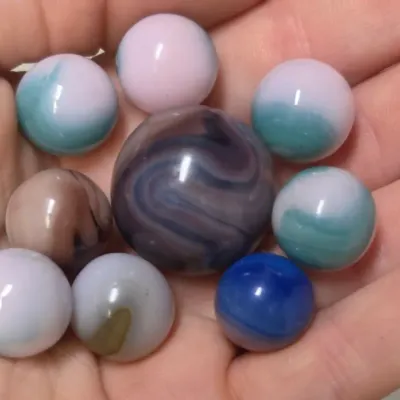 Vintage Pink and Purple Agate Glass Marbles