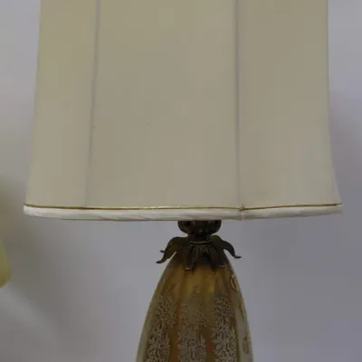 Vintage Glass Lamp with Gold-Tone Base
