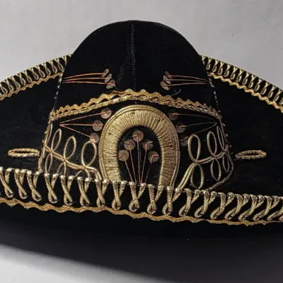 Vintage Black/Gold Sombrero from Mexico