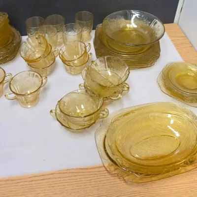 Huge Collection of Federal Madrid Amber Glass
