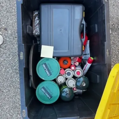 Tote of Camping & Cooking Supplies
