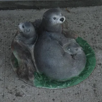 Cement Otters Garden Statue - Beautifully Hand Painted