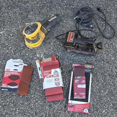 Sale Photo Thumbnail #156: Power Sander Lot with Sandpaper - DeWalt and Skil