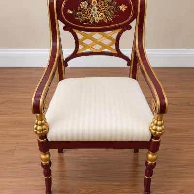Red and Gold Empire Style Armchair