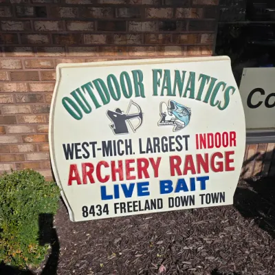 Vintage 5'x4' Outdoor Fanatics Archery Range Sign