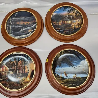 Sale Photo Thumbnail #230: 4 Collector Plates from Terry Redlin: Summertime, Spring Fever, Autumn Evening, and Wintertime