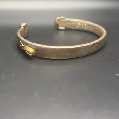 “Until There’s A Cure” 925 Silver Italian Open Cuff Bracelet 30.20g, Stamped 