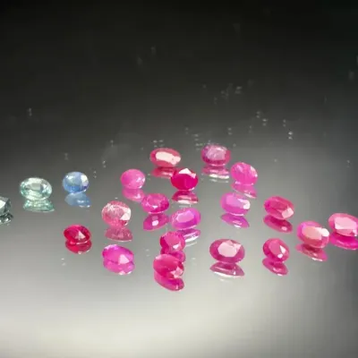 10.45 CTTW 5x4mm Oval Gemstones Mystery Lot, 8 Matched Pairs | Not Tested | Pink-Red, Sea-Blue Tones