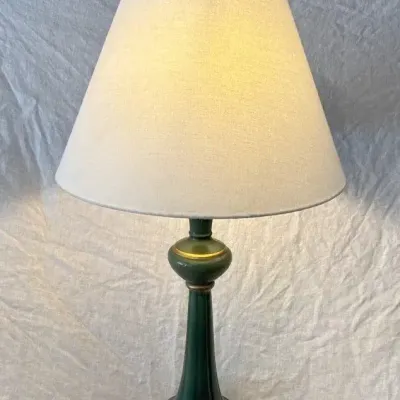 Green and Goldtone Painted Table Lamp