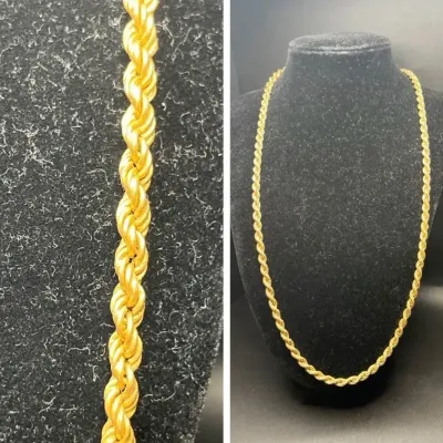 18K Italian Gold Rope Chain 22” 0.65oz, Stamped | Vintage 