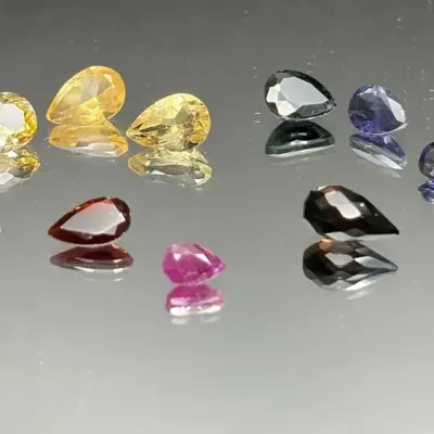 13.75 CTTW 5x3mm-8x5mm Pear-Shaped Gemstones Mystery Lot | Not Tested | Red, Blk, Yellow Tones