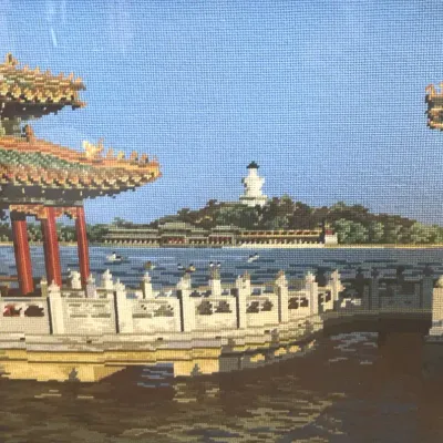 Cross Stitch Needlepoint, Beihai Park Beijing, China | Framed
