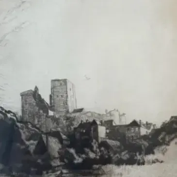 MidCentury “Loches Castle" Malcolm Osborne, Signed Photogravure | Framed