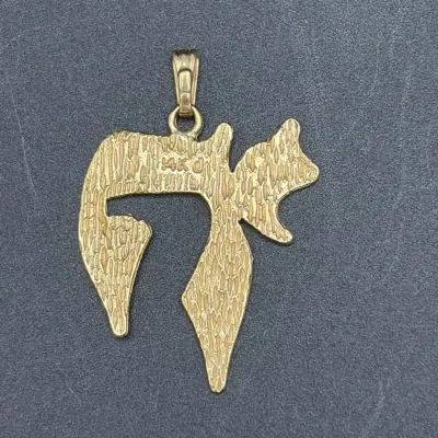 14k Yellow Gold Chai (Life) Pendant Charm 1.42g