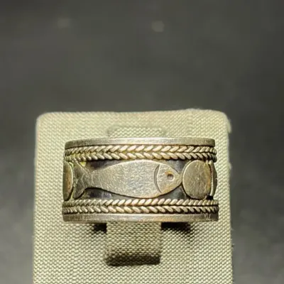 Southwestern Artisan 925 Silver “Fish & Wheat” Wrap Ring 3.53g, Size 5/6