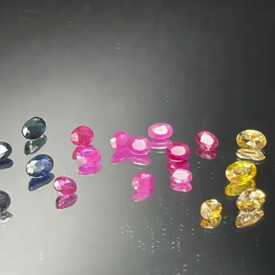 9.25 CTTW 5x4mm-6x4mm Oval Gemstones Mystery Lot | Not Tested | Red-pink, Blue, Champagne Tones