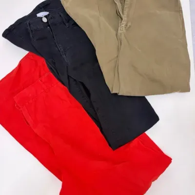 Flare Pants by Frame, Apiece Apart, Zara Woman, Size 28, 3 Pairs | Military Green, Red, Black