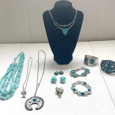 Turquoise (Faux) Costume Jewelry & Vintage H. Pomerantz Turquiose Bug Brooch