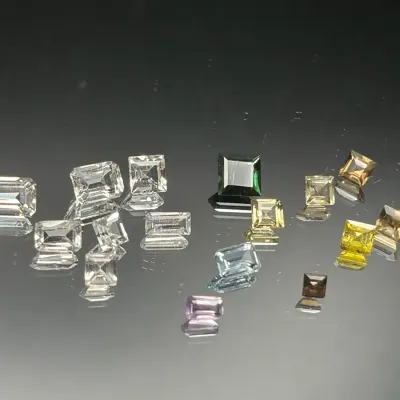 10 CTTW Gemstones Princess/Emerald Cuts Mystery Lot | Not Tested | Green, Clear, Yellow, Blue Tones