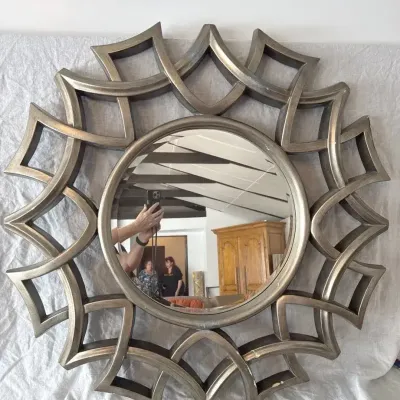 Modern Bold Gold-silver Tone Geometric Mirror