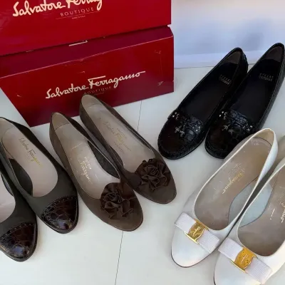 Salvatore Ferragamo & S Weitzman (New) Ladies’ Shoes Size 7.5/8 | Wht Blk Brwn