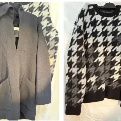 Raey Black Wool Hooded Pull-on Jacket & All Saints Wool Herringbone Sweater