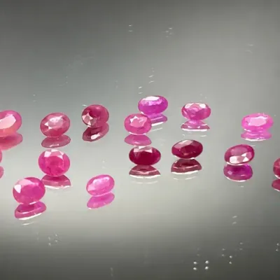 5.95 CTTW 4x2mm-5x4mm Gemstone Ovals Mystery Lot, 7 Matched Pairs | Not Tested | Pink-Red and Red