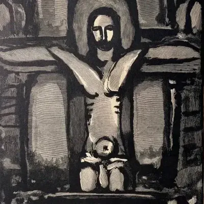 Christ on the Cross (Christ en croix) Monochrome Print, Georges Rouault 